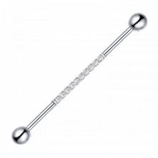 Штанга для индастриала из титана 10 кристаллов Clear