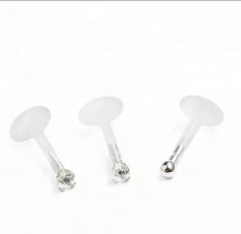 Лабрет из биофлекса с камнем