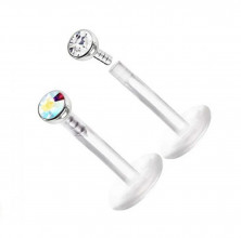 Лабрет из биофлекса с камнем