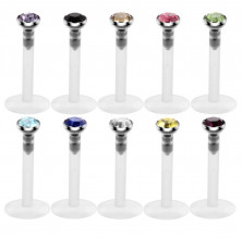 Лабрет из биофлекса с камнем