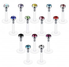 Лабрет из биофлекса с камнем