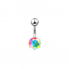 Банан в пупок из стали с открытым цирконом Rainbow