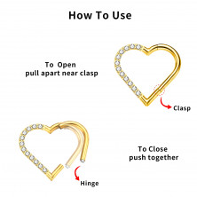 Кликер-сердце из титана Gold с цирконами