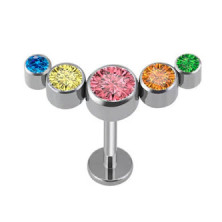 Лабрет с пятью кристаллами из титана Colors