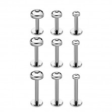 Лабрет с плоским кристаллом Swarowski из титана (интернальная резьба)