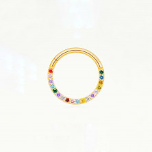 Кликер из титана с 15 стразами Gold 1.2х10 мм.